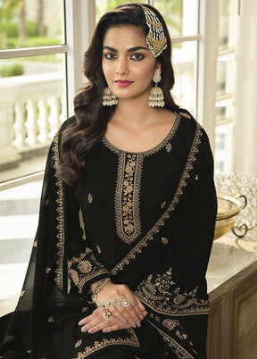 3 Pc Black Georgette Suit Set With Dupatta VDKSH2103262 - Indian Silk House Agencies