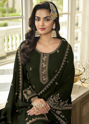 3 Pc Green Georgette Suit Set With Dupatta VDKSH2103263 - Indian Silk House Agencies