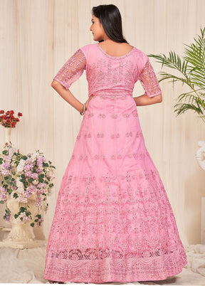 3 Pc Pink Net Suit Set With Dupatta VDKSH2103267 - Indian Silk House Agencies