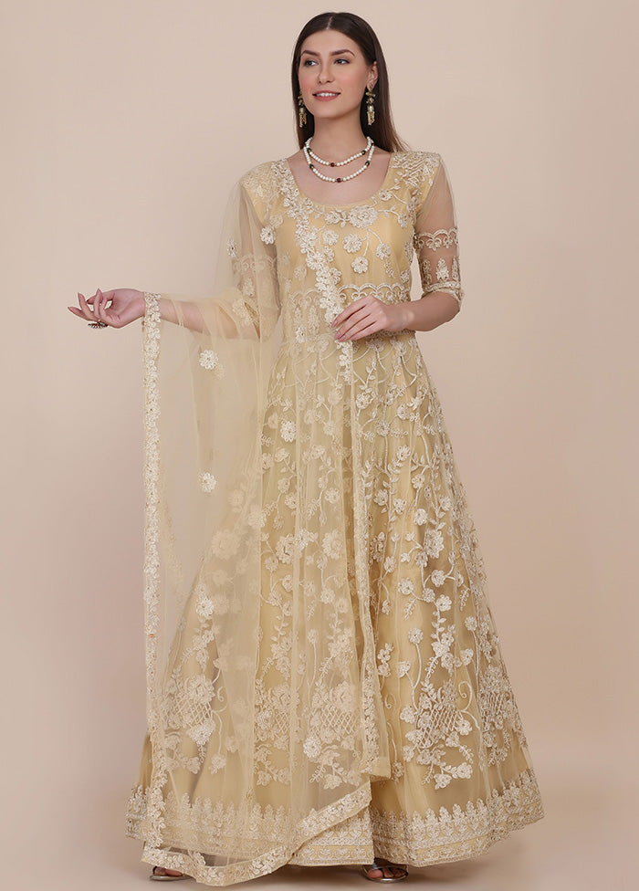 3 Pc Cream Net Suit Set With Dupatta VDKSH2103271 - Indian Silk House Agencies