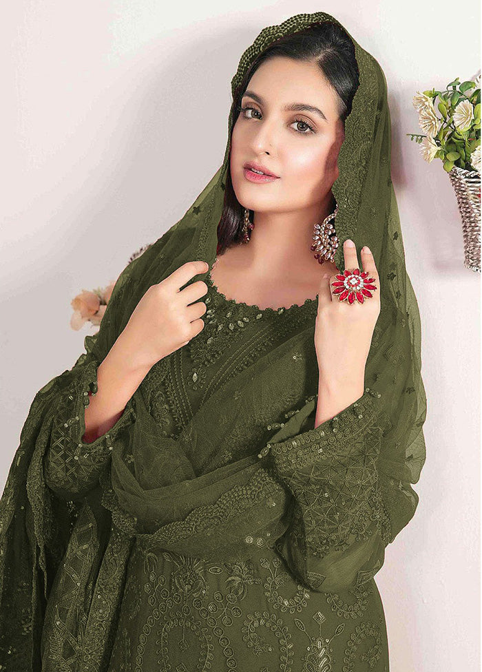 3 Pc Green Georgette Suit Set With Dupatta VDKSH2103276 - Indian Silk House Agencies