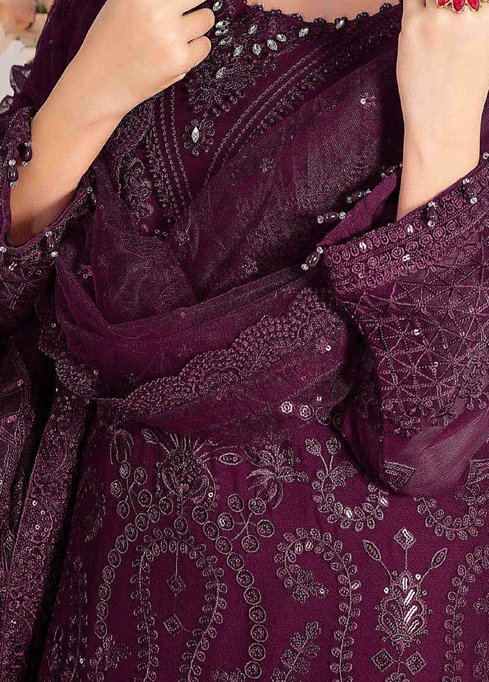 3 Pc Purple Georgette Suit Set With Dupatta VDKSH2103279 - Indian Silk House Agencies