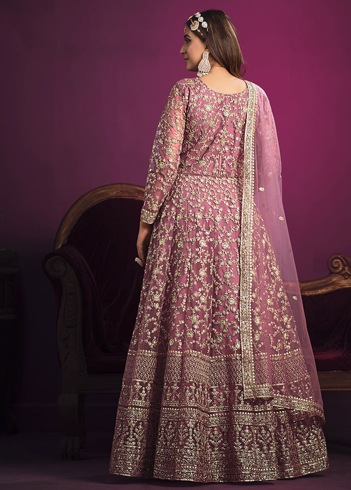 3 Pc Pink Net Suit Set With Dupatta VDKSH2103305 - Indian Silk House Agencies