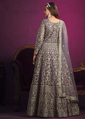 3 Pc Purple Net Suit Set With Dupatta VDKSH2103307 - Indian Silk House Agencies