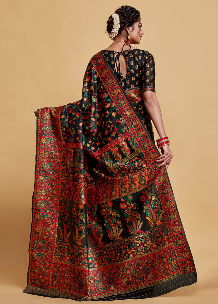 Black Zari Woven Spun Silk Saree With Blouse Piece - Indian Silk House Agencies