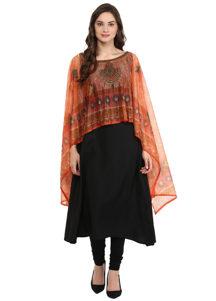 Black Printed Crepe Kurti VDKSH2803231 - Indian Silk House Agencies