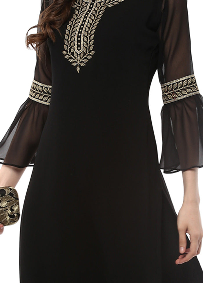 Black Glitter Print Georgette Kurti VDKSH2803238 - Indian Silk House Agencies