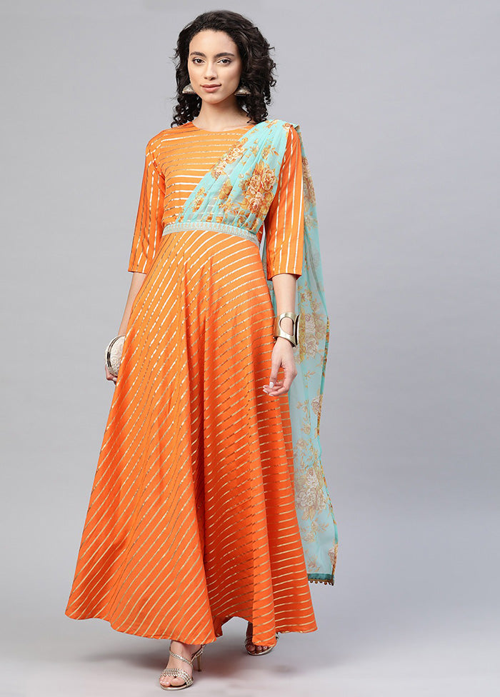 Orange Gold Glitter Crepe Kurti VDKSH2803239 - Indian Silk House Agencies