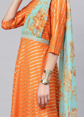 Orange Gold Glitter Crepe Kurti VDKSH2803239 - Indian Silk House Agencies