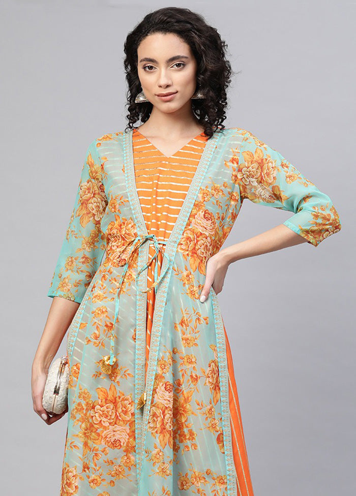 Orange Gold Glitter Crepe Kurti VDKSH2803240 - Indian Silk House Agencies