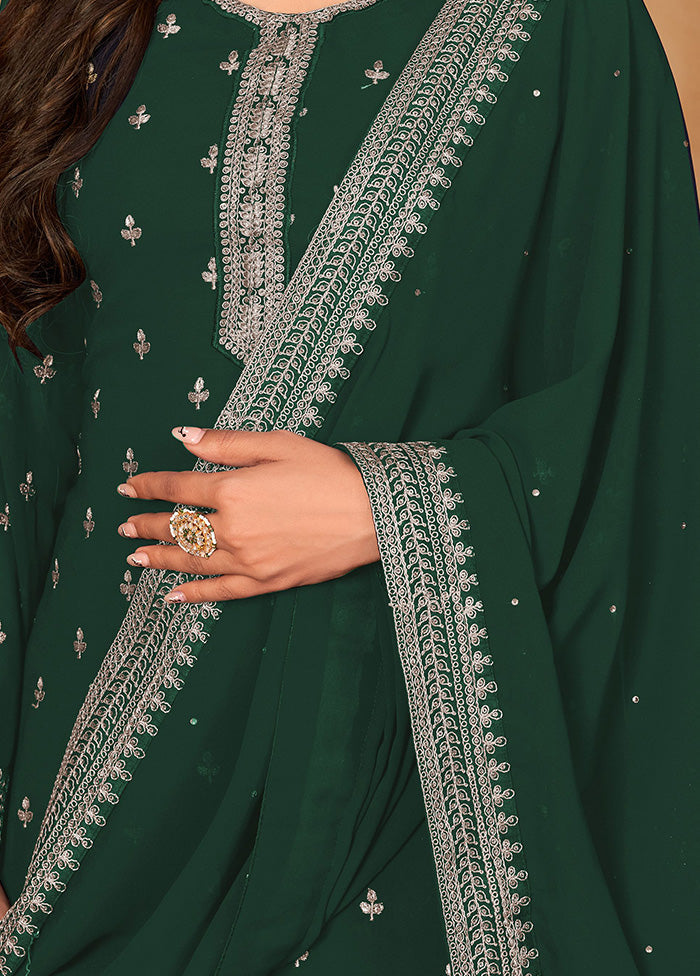 3 Pc Green Semi Stitched Georgette Suit Set With Dupatta VDKSH12803231 - Indian Silk House Agencies