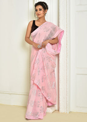 Pink Spun Silk Saree With Blouse Piece - Indian Silk House Agencies