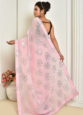 Pink Spun Silk Saree With Blouse Piece - Indian Silk House Agencies