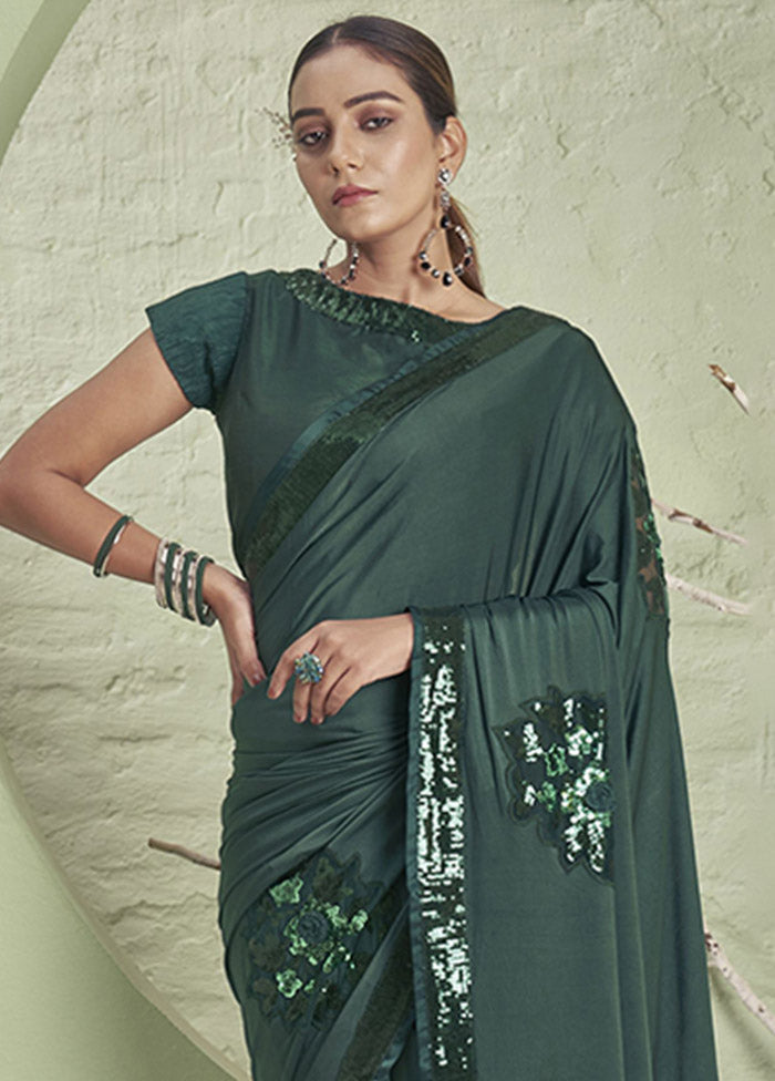 Sea Green Spun Silk Saree With Blouse Piece - Indian Silk House Agencies