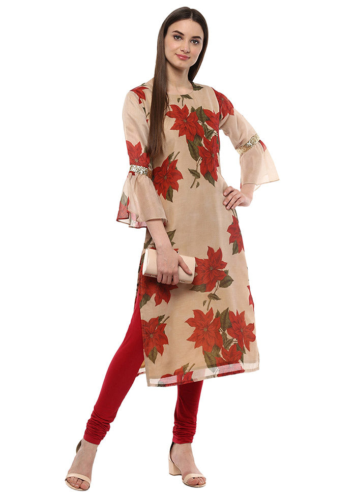 Beige Readymade Printed Kurti VDKSH0604237 - Indian Silk House Agencies