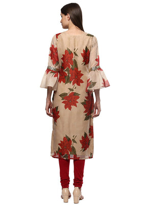 Beige Readymade Printed Kurti VDKSH0604237 - Indian Silk House Agencies