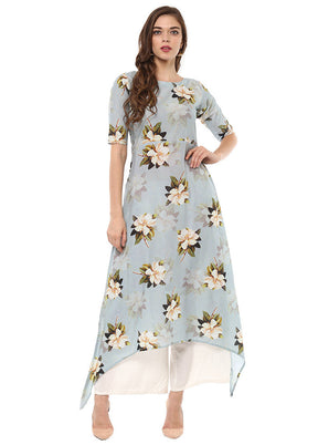 Blue Readymade Printed Kurti VDKSH0604239 - Indian Silk House Agencies