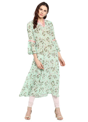 Sea Green Readymade Printed Kurti VDKSH0604251 - Indian Silk House Agencies