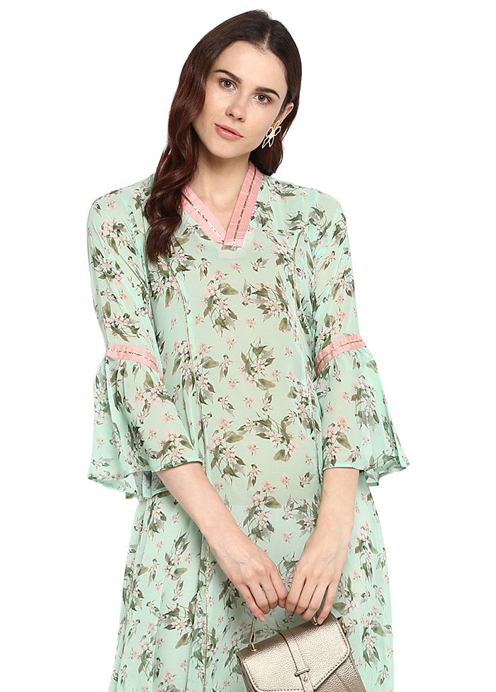 Sea Green Readymade Printed Kurti VDKSH0604251 - Indian Silk House Agencies