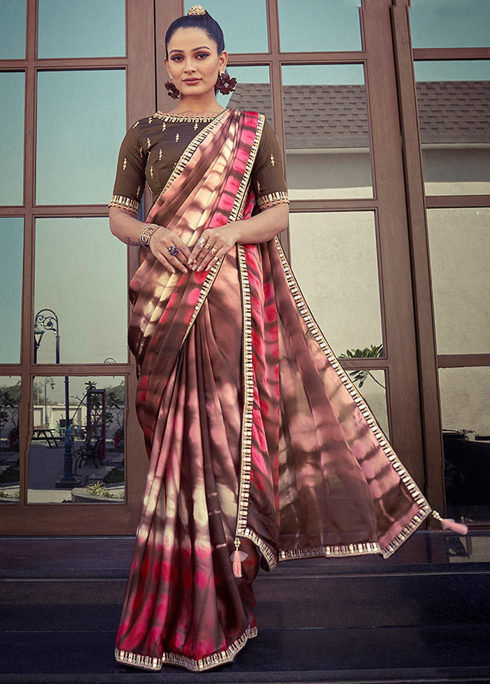 Brown Spun Silk Saree With Blouse Piece - Indian Silk House Agencies