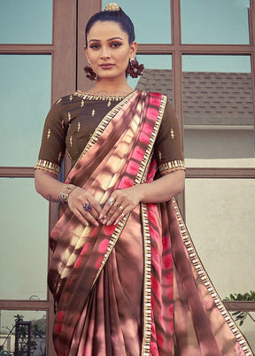 Brown Spun Silk Saree With Blouse Piece - Indian Silk House Agencies