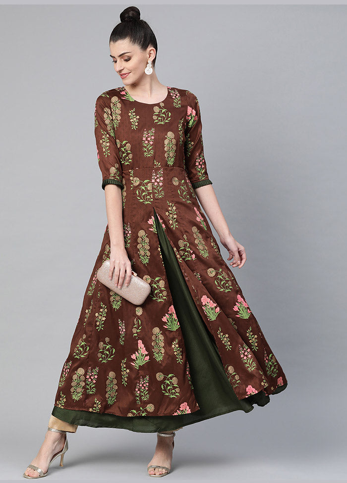 Brown Readymade Printed Kurti VDKSH0604264 - Indian Silk House Agencies