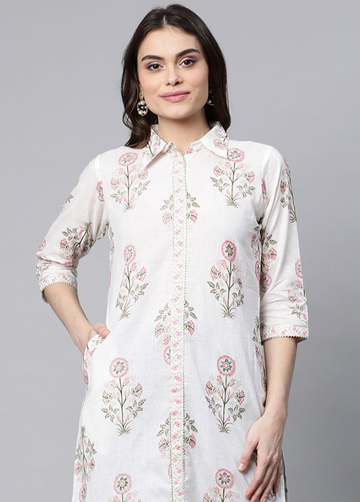 Off white Readymade Printed Kurti VDKSH0604290 - Indian Silk House Agencies