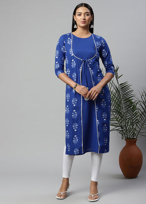 Royal Blue Readymade Printed Kurti VDKSH0604292 - Indian Silk House Agencies