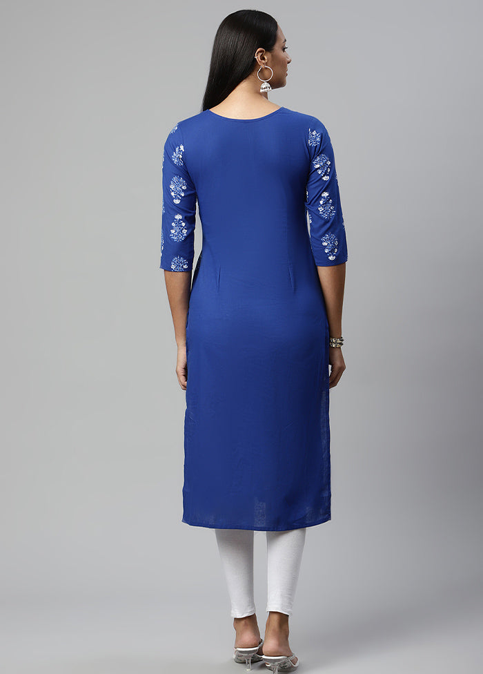 Royal Blue Readymade Printed Kurti VDKSH0604292 - Indian Silk House Agencies