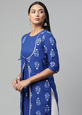 Royal Blue Readymade Printed Kurti VDKSH0604292 - Indian Silk House Agencies