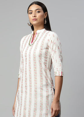 Off White Readymade Printed Kurti VDKSH0604293 - Indian Silk House Agencies