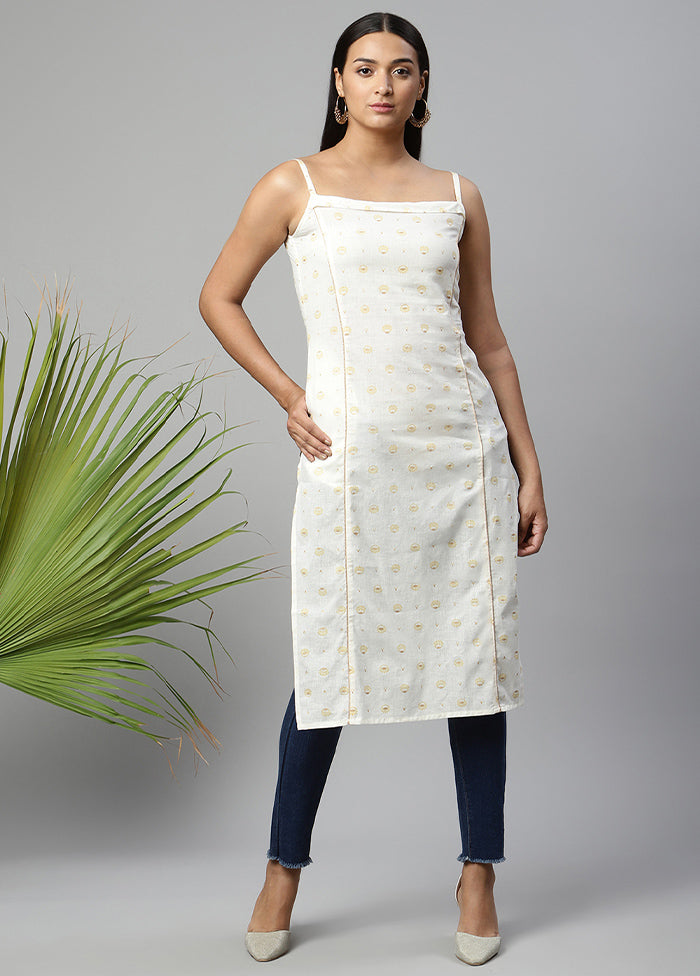 Off White Readymade Printed Kurti VDKSH0604299 - Indian Silk House Agencies