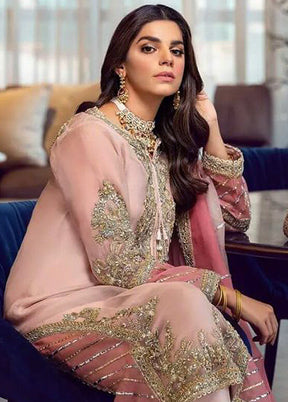 3 Pc Peach Semi Stitched Georgette Suit Set VDKSH13042050 - Indian Silk House Agencies