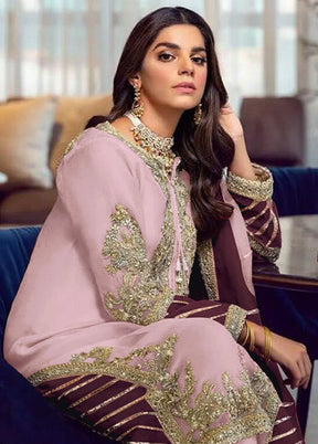 3 Pc Pink Semi Stitched Georgette Suit Set VDKSH13042052 - Indian Silk House Agencies