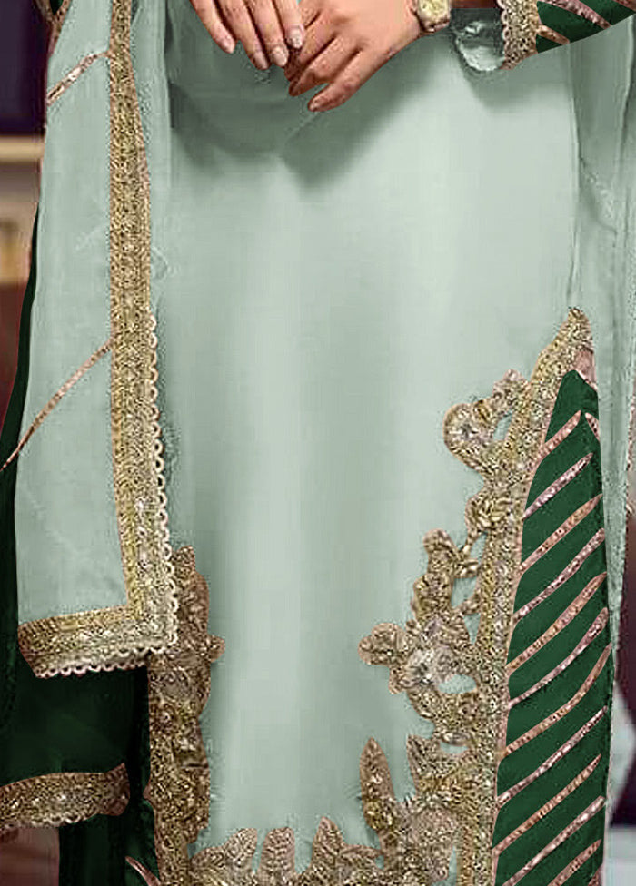 3 Pc Green Semi Stitched Georgette Suit Set VDKSH13042053 - Indian Silk House Agencies