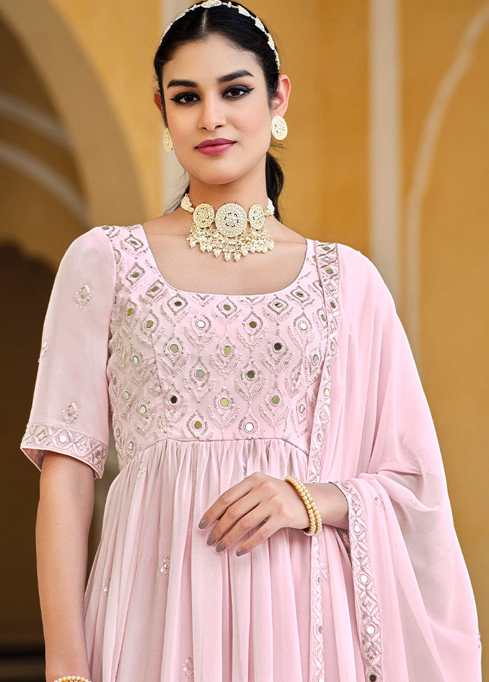 3 Pc Pink Georgette Semi Stitched Suit Set VDKSH02052070 - Indian Silk House Agencies