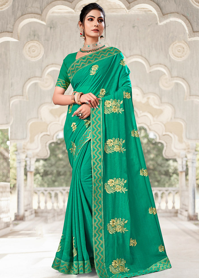 Sea Green Georgette Saree With Blouse Piece