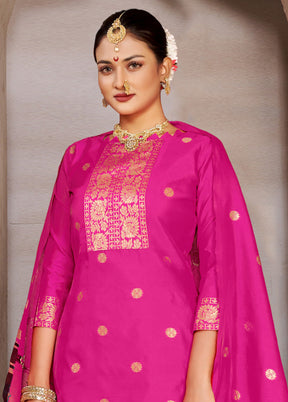 3 Pc Pink Semi Stitched Silk Suit Set VDKSH11052037 - Indian Silk House Agencies