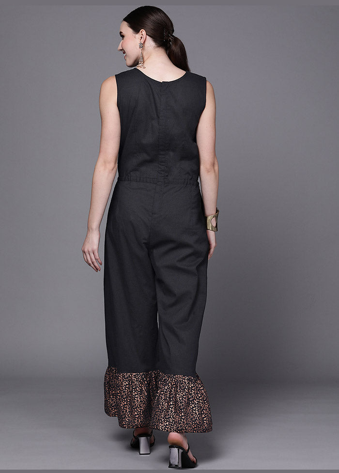 Black Cotton Printed Jumpsuit VDKSH0805060 - Indian Silk House Agencies