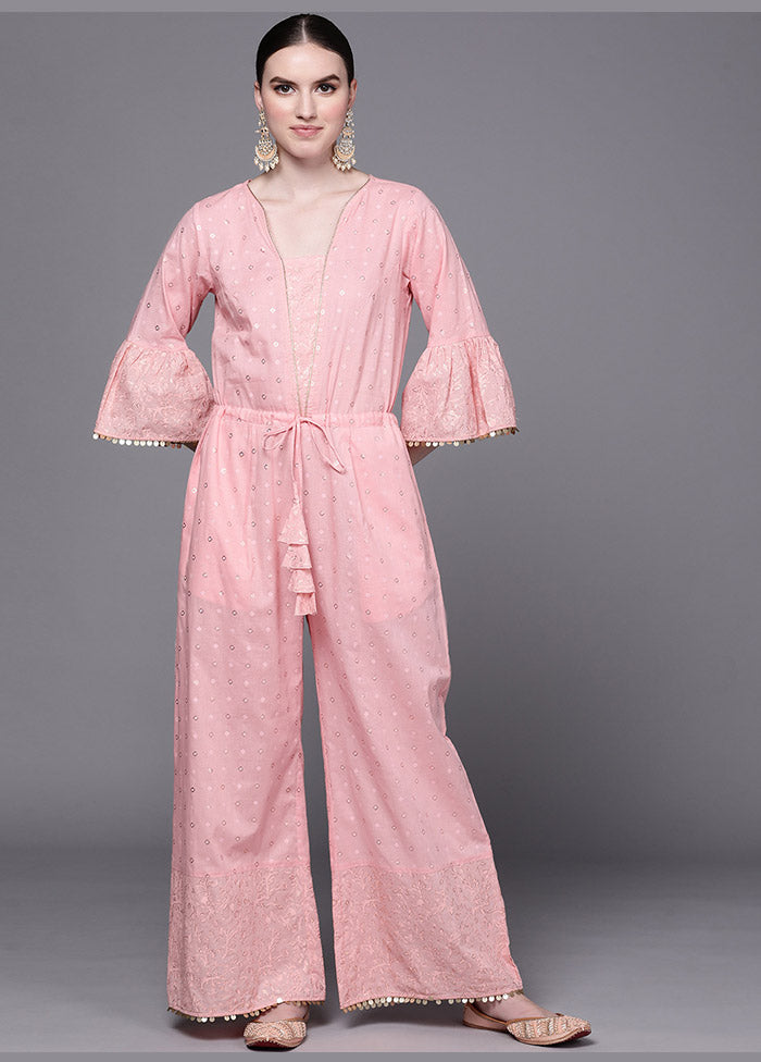 Pink Cotton Printed Jumpsuit VDKSH0805062 - Indian Silk House Agencies