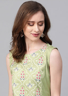 2 Pc Green Readymade Silk Kurti Set VDKSH19052032 - Indian Silk House Agencies