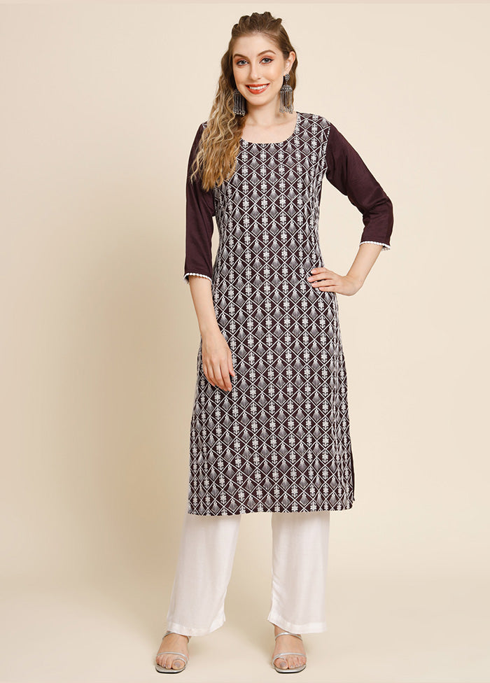 Brown Readymade Georgette Long Kurti VDKSH25052046 - Indian Silk House Agencies