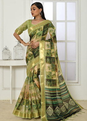 Mehendi Cotton Saree With Blouse Piece - Indian Silk House Agencies