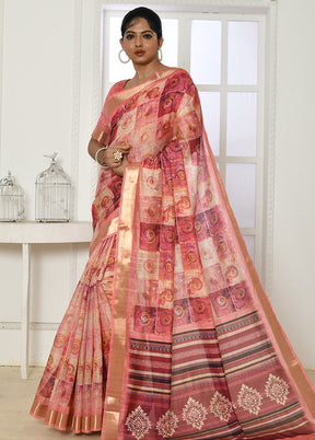 Pink Cotton Saree With Blouse Piece - Indian Silk House Agencies