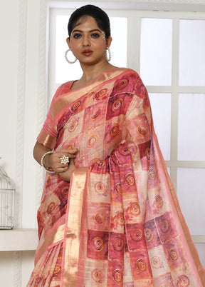 Pink Cotton Saree With Blouse Piece - Indian Silk House Agencies