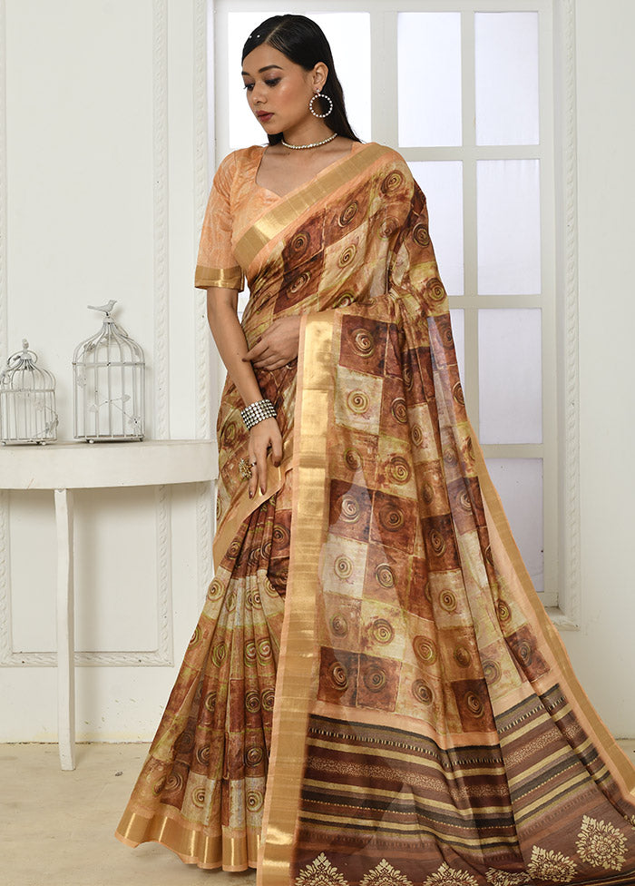 Yellow Cotton Saree With Blouse Piece - Indian Silk House Agencies