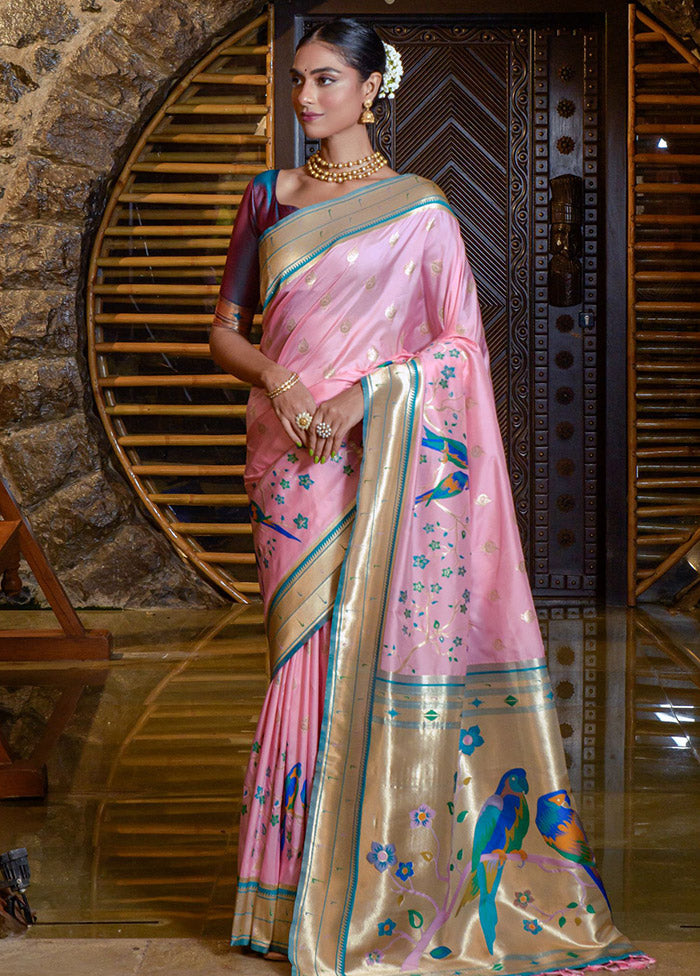 Pink Spun Silk Saree With Blouse Piece - Indian Silk House Agencies