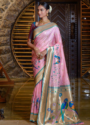 Pink Spun Silk Saree With Blouse Piece - Indian Silk House Agencies