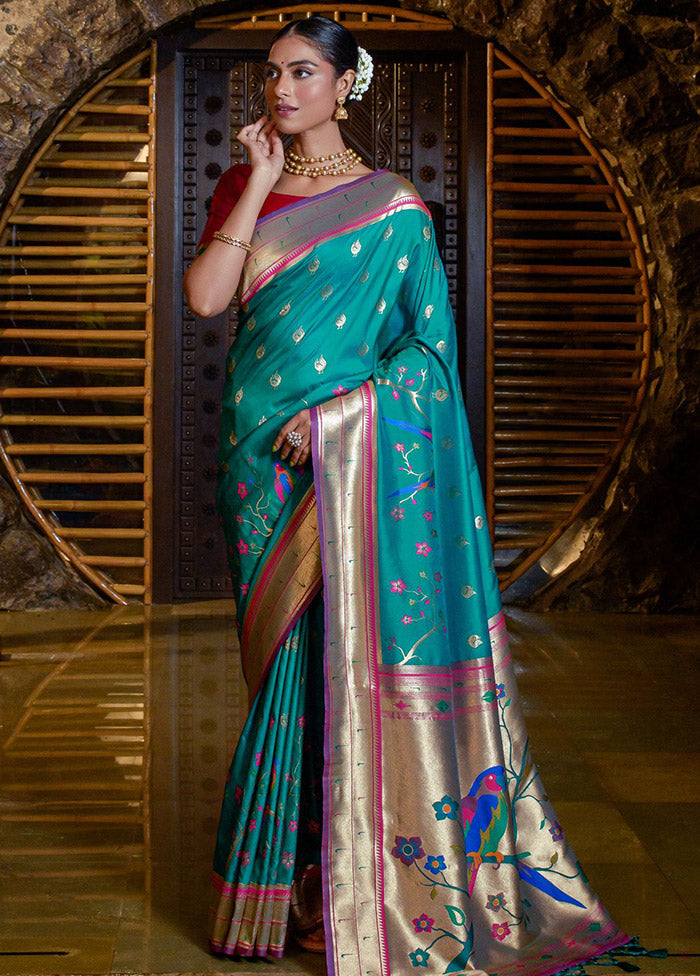 Blue Spun Silk Saree With Blouse Piece - Indian Silk House Agencies