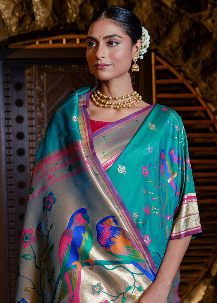 Blue Spun Silk Saree With Blouse Piece - Indian Silk House Agencies